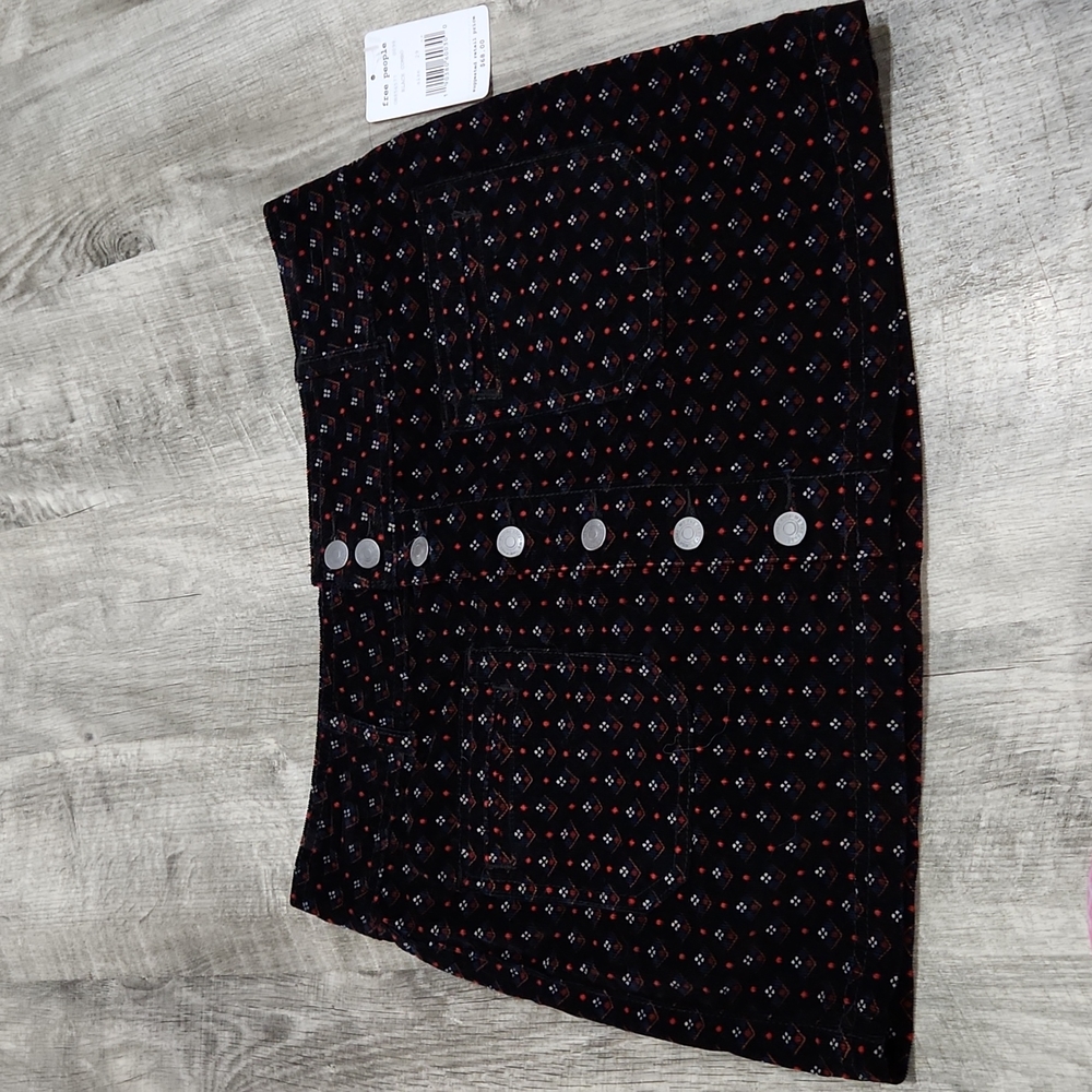 Free People We The Free Corduroy Black Button Up Skirt Size 29.  NEW With Tag!